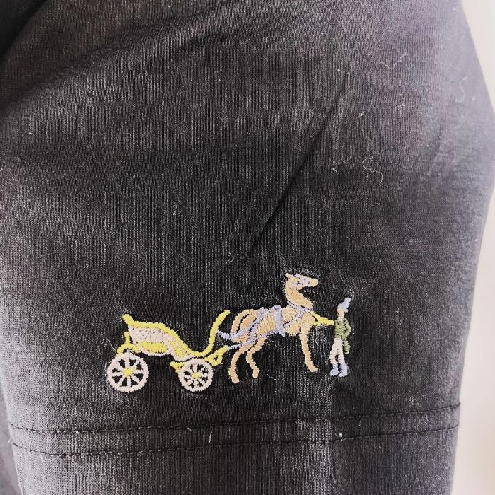 エルメス HERMES Tシャツ 馬車刺繍 半袖 薄手 カジュアル ブラック 黒 エルメス HERMES Tシャツ 馬車刺繍 シンプル 半袖 薄手
