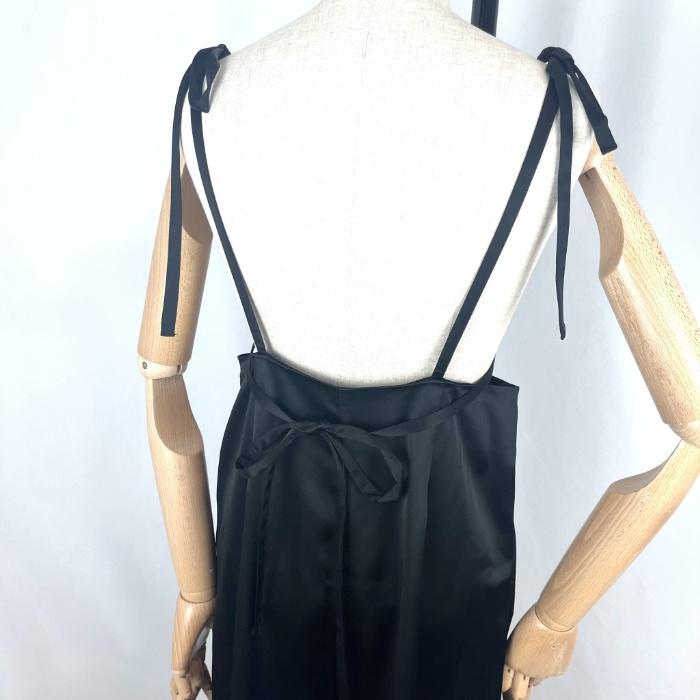 ラインヴァンド LEINWANDE サテンサロペット 肩紐 ワイドパンツ とろみ 
