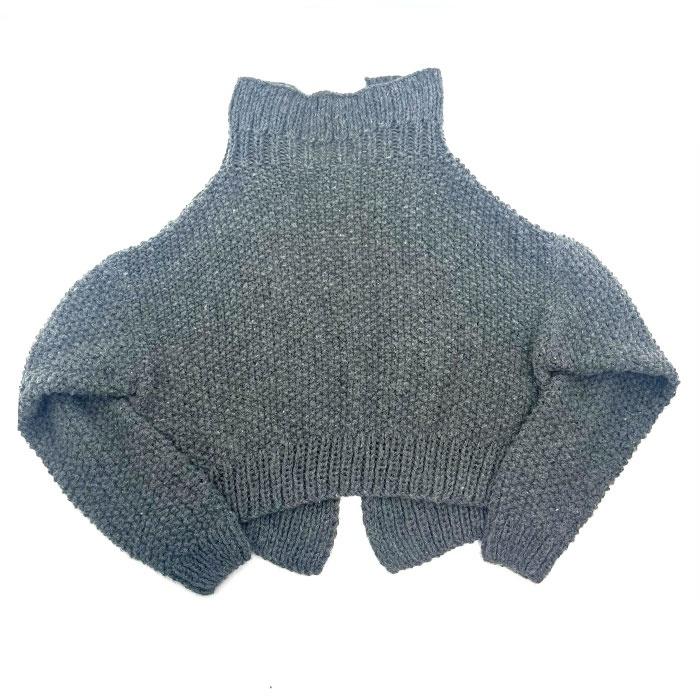 シーオール SEEALL ニットカーディガン 変形デザイン ショート丈