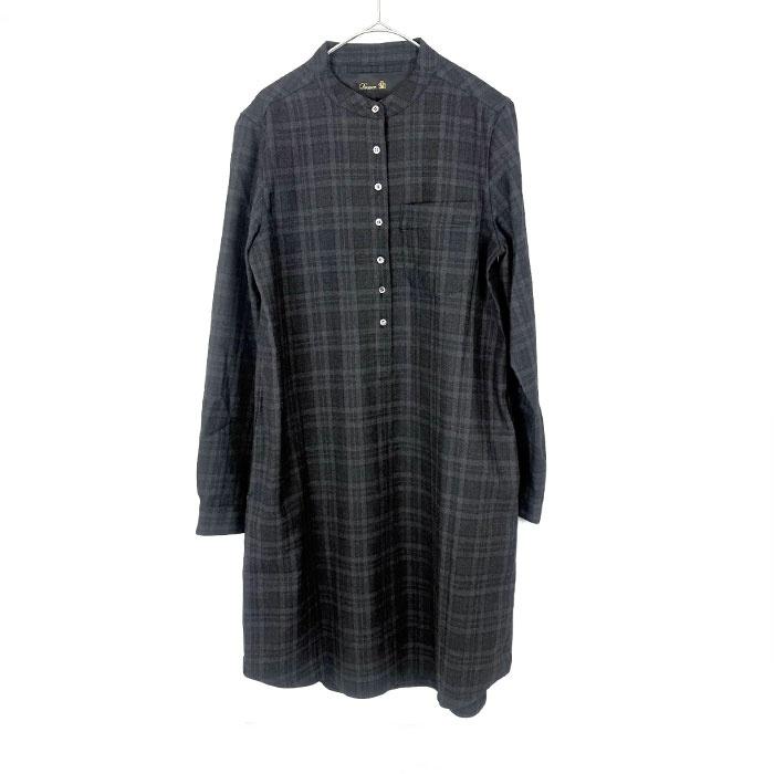 チャコールグレー ウールワンピース 23区 ポリエステルウール シャツ