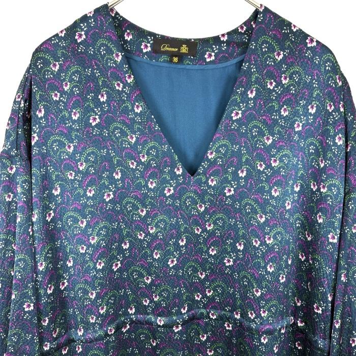 ドゥロワー Drawer 小花柄シルクワンピース ロングドレス ティアード