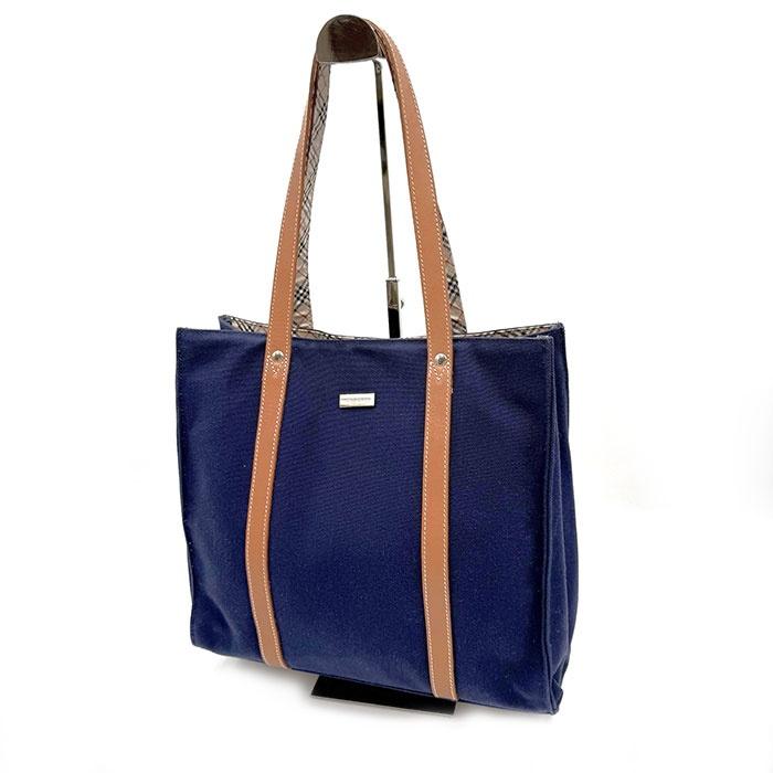 BURBERRY バーバリー チェック柄 トートバッグ キャンバス レザー
