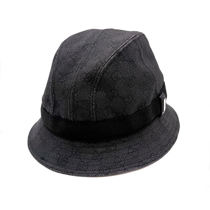 グッチ GUCCI バケットハット 帽子 GGキャンバス ブラックデニム調
