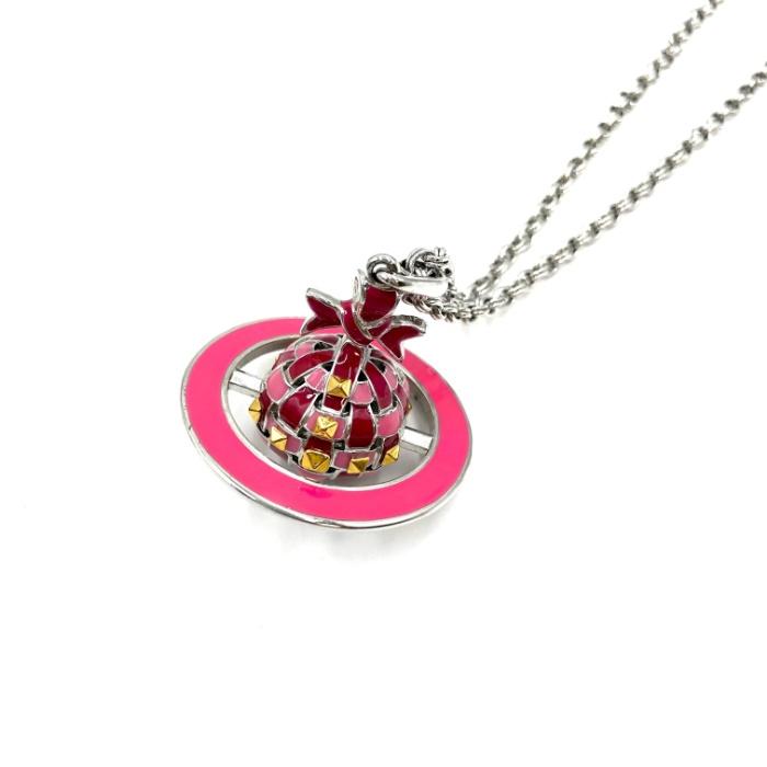 正規品 ヴィヴィアンウエストウッド ピンク オーブ ネックレス ヴィヴィアンウエストウッド 立体オーブネックレス ロングチェーン