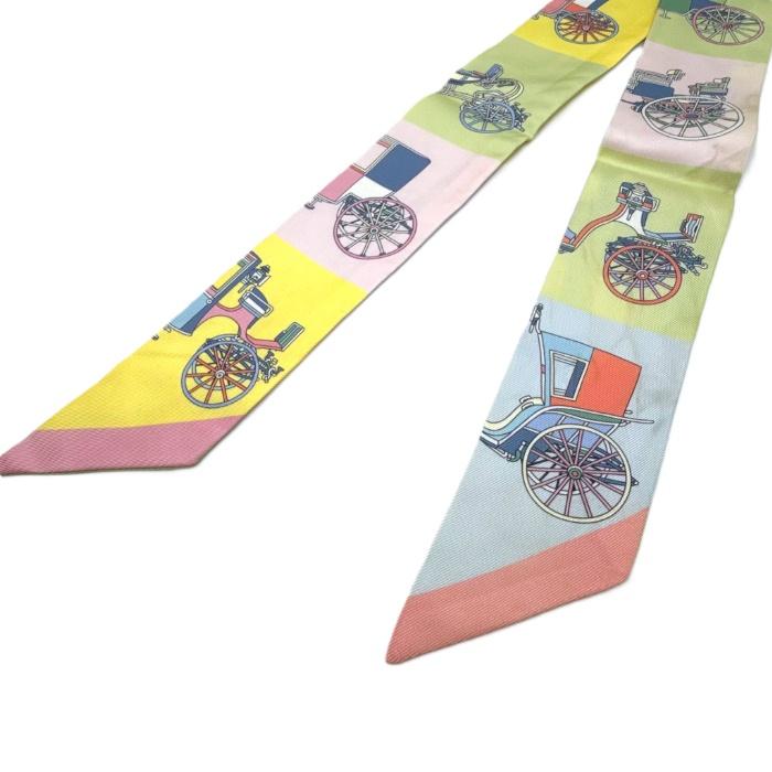エルメス HERMES ツイリー スカーフ スリム 馬車 パステルカラー