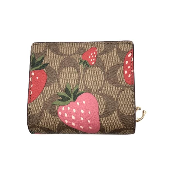 コーチ COACH 財布 二つ折り ウォレット イチゴ柄 ライト