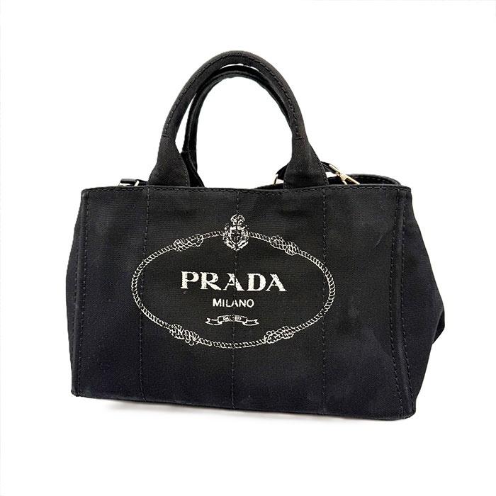 プラダ PRADA カナパ トートバッグ 大きめ ロゴ キャンバス ブラック