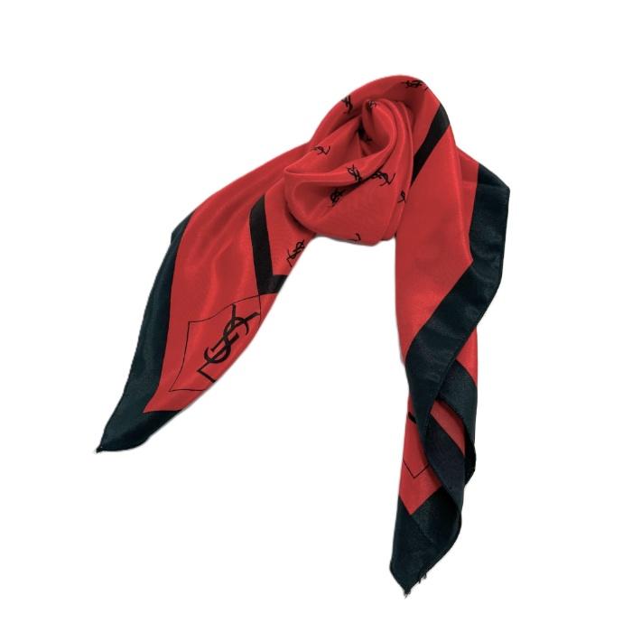 イヴサンローラン Yves Saint Laurent スカーフ 大判 ロゴ柄 光沢