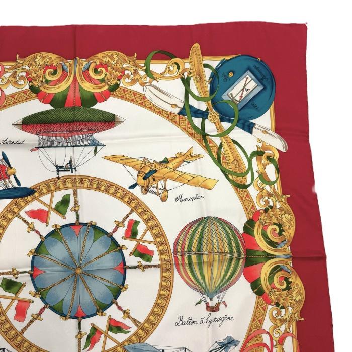 セリーヌ CELINE スカーフ 飛行機 飛行船柄 カラフル ダーク