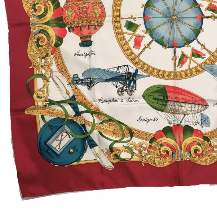 セリーヌ CELINE スカーフ 飛行機 飛行船柄 カラフル ダーク