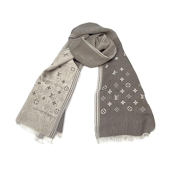 ルイヴィトン LOUIS VUITTON 大判 モノグラムストール　グレージュ ルイヴィトン LOUIS VUITTON ストール ショール シルク 透け感