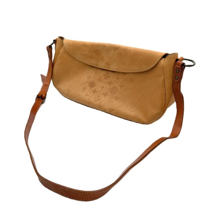 ラシット russet ショルダーバッグ レザー ロゴ柄 ヌメ革 ベージュ 