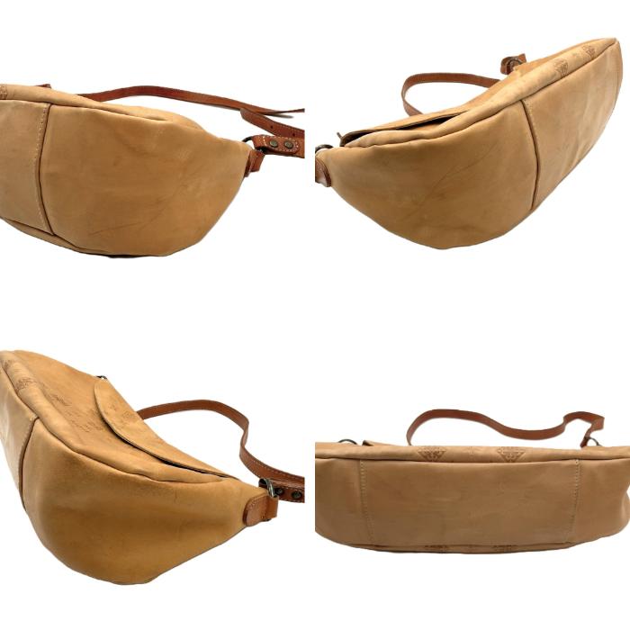 ラシット russet ショルダーバッグ レザー ロゴ柄 ヌメ革 ベージュ 