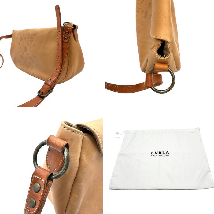ラシット russet ショルダーバッグ レザー ロゴ柄 ヌメ革 ベージュ 
