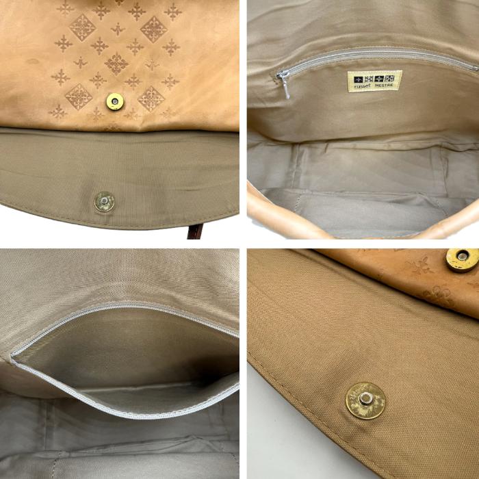ラシット russet ショルダーバッグ レザー ロゴ柄 ヌメ革 ベージュ 