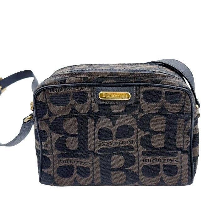 BURBERRY バーバリー ロゴ柄 ショルダーバッグ ブラウン 茶 キャンバス