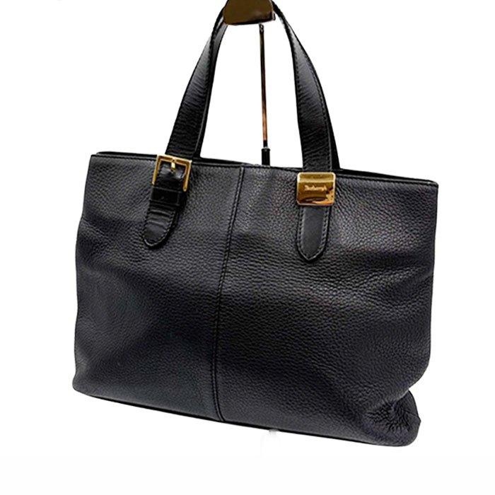 BURBERRY バーバリー レザー トートバッグ ブラック 黒 ゴールド金具 