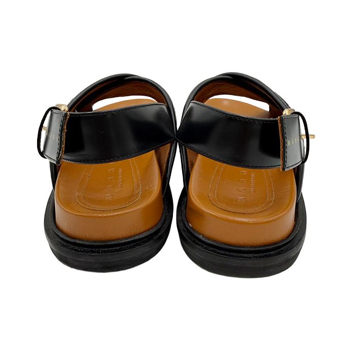 MARNI マルニ ラフィア風 クロスストラップ サンダル ブラック サイズ