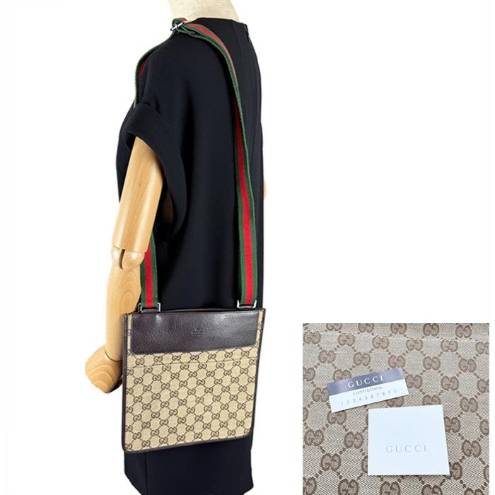 GUCCI グッチ GGキャンバス ショルダーバッグ ベージュ×ブラウン