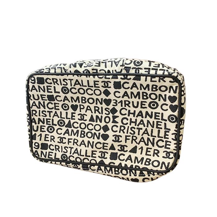 シャネル CHANEL ロゴポーチ ココマーク 総柄 キャンバス 化粧