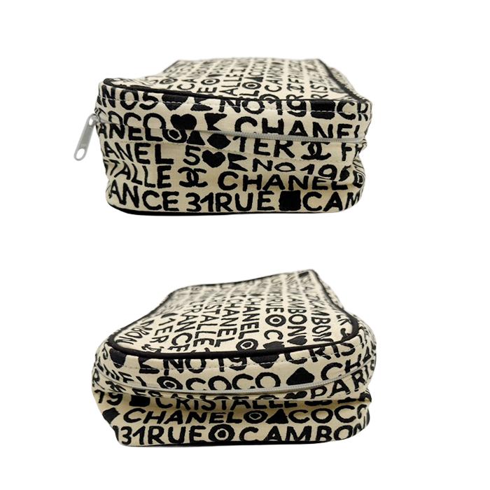 シャネル CHANEL ロゴポーチ ココマーク 総柄 キャンバス 化粧ポーチ 