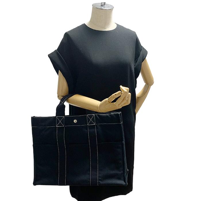 美品エルメスフールトゥトートバッグMM HERMES エルメス フールトゥ MM トートバッグ ブラック キャンバス
