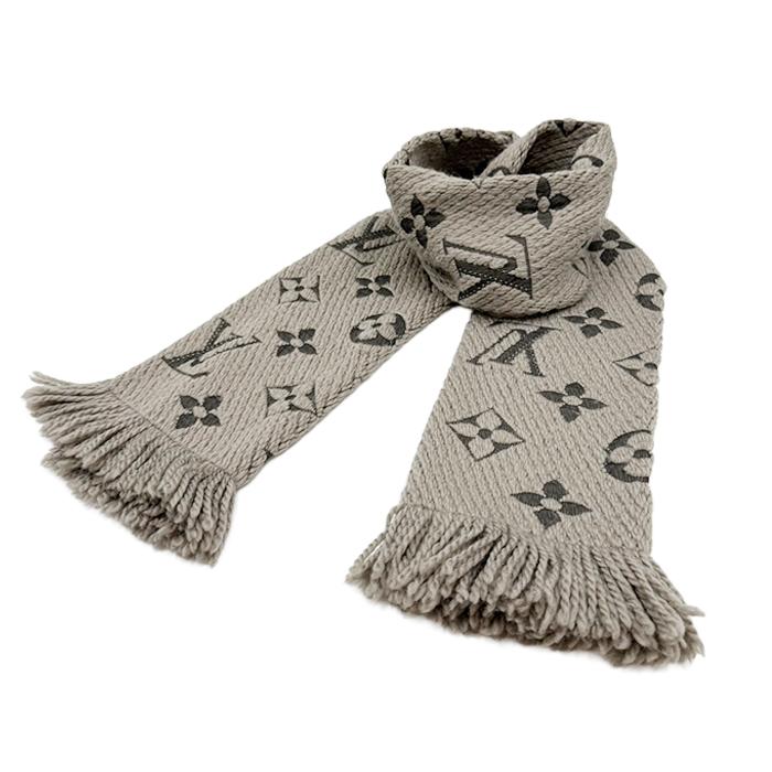 【美品】ルイヴィトン　ロゴマニア　エシャルプ　マフラー　グレー LOUIS VUITTON（ルイ・ヴィトン） マフラー エシャルプ・ロゴマニア