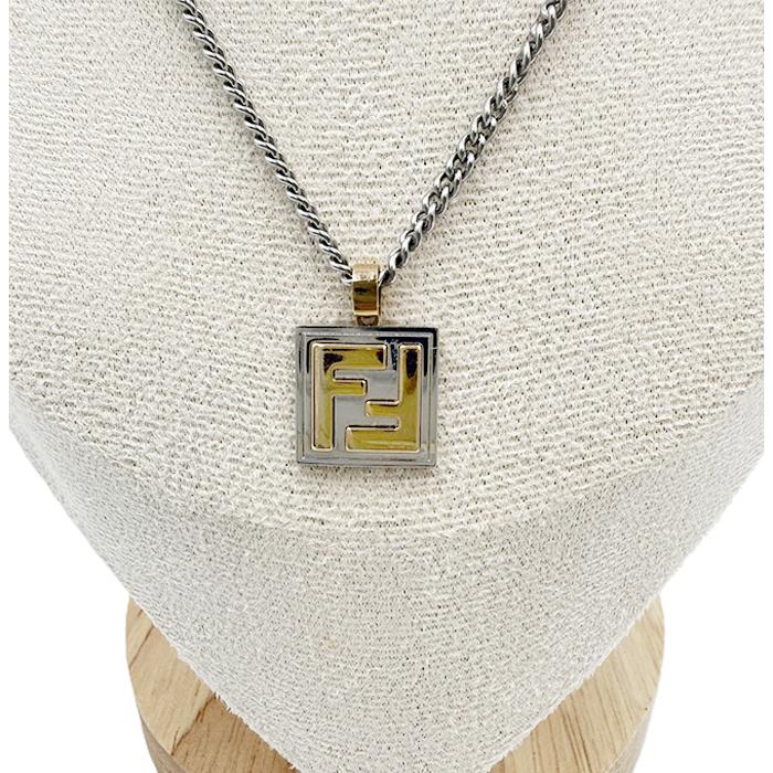 FENDI フェンディ FFロゴ ネックレス シルバー×ゴールド 目黒蓮着用