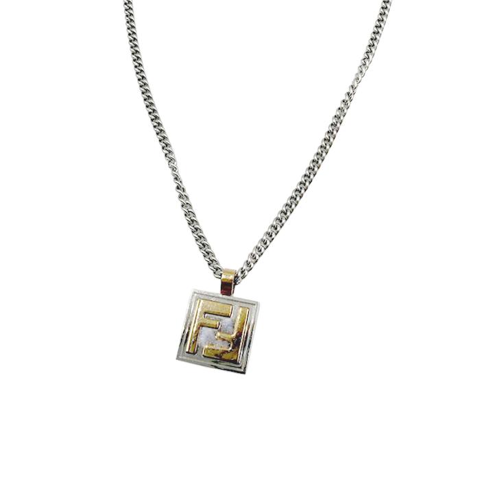 FENDI フェンディ FFロゴ ネックレス シルバー×ゴールド 目黒蓮着用