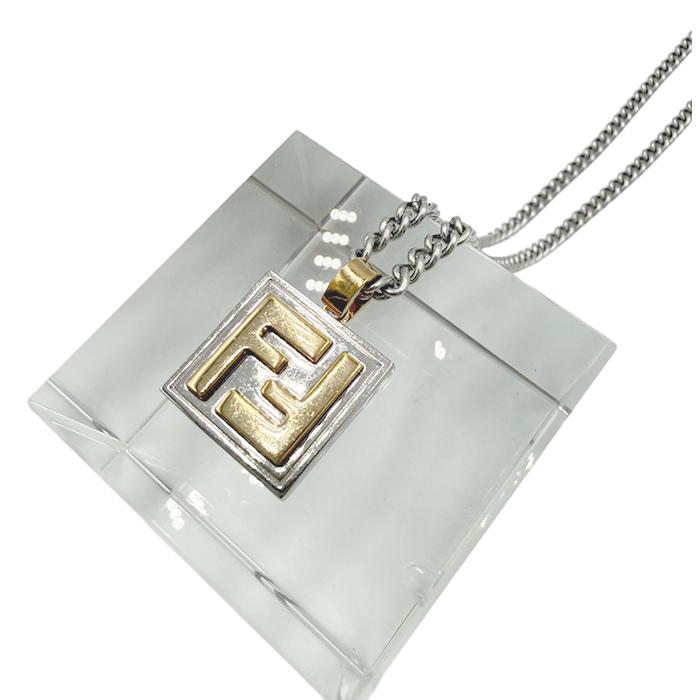 FENDI フェンディ FFロゴ ネックレス シルバー×ゴールド 目黒蓮着用
