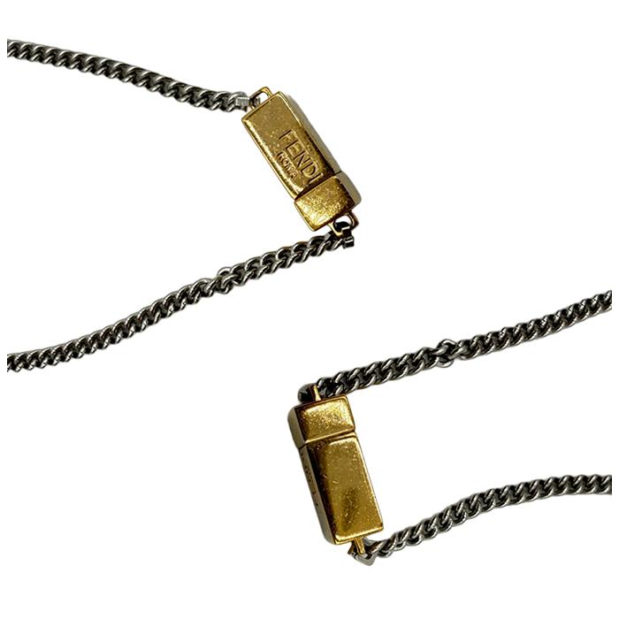 FENDI フェンディ FFロゴ ネックレス シルバー×ゴールド 目黒蓮着用