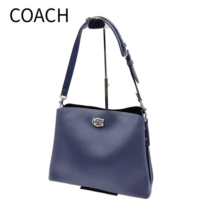 コーチ COACH 2WAY ショルダーバッグ レザー ネイビー 送料無料 