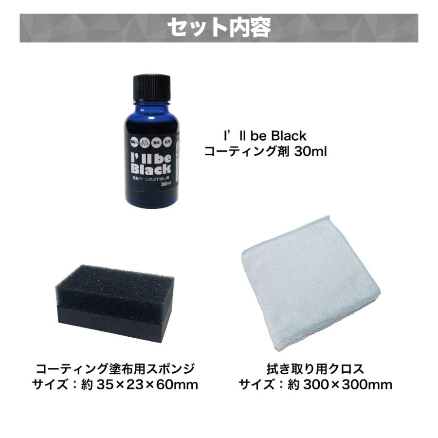 【送料無料】外装樹脂パーツ 艶出し I’ll be Black 30ml スポンジ・クロス付き ツヤ復活 未塗装樹脂コーティング |  | 06