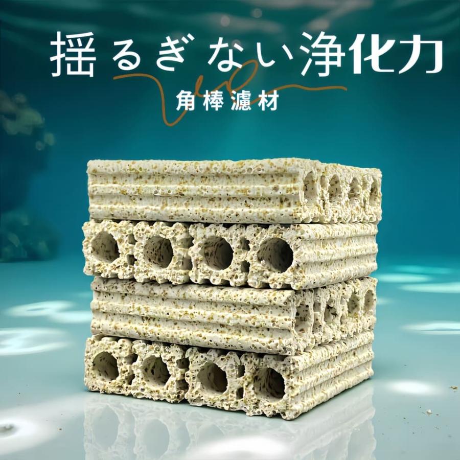 高品質納豆菌角棒ろ材100+10 バクテリア繁殖 多孔質軽量化 アンモニア