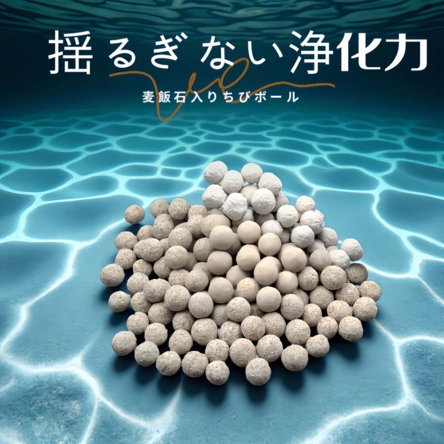 麦飯石入り高品質ボールろ材、水浄化抜群1Lバクテリア繁殖 多孔質軽量