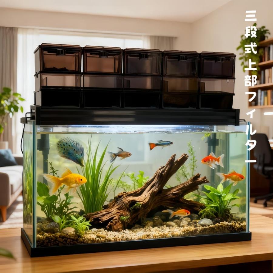 DMB無敵の三段式上部フィルタードライ＆ウェット濾過槽HE90 金魚