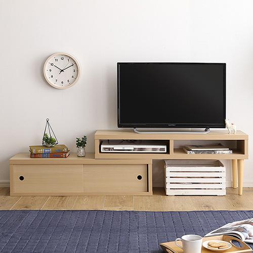 ホームテイスト 伸縮式テレビ台 引き戸タイプ/SD-120EX--OAK オーク 