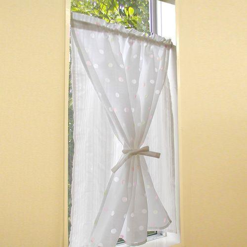 ユニベール スタイル小窓カーテン　ポルカ　 1枚入 ホワイト 幅90cm×丈90cm