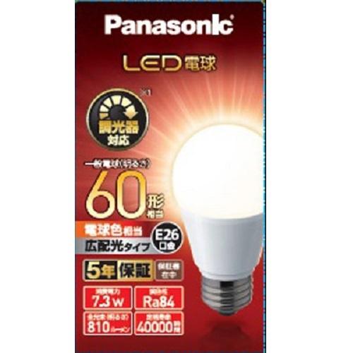 Panasonic パナソニック LED電球/LDA7LGDSK6 電球色/60W広配光