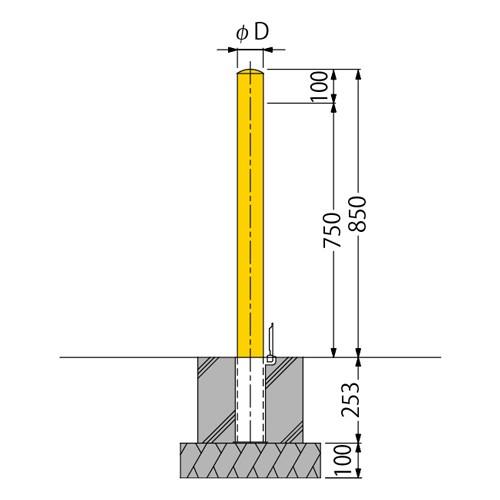 へのクルマ 車止め フックなし Ec0785n Hdl 黄 Dcmオンライン 通販 Paypayモール スチール製