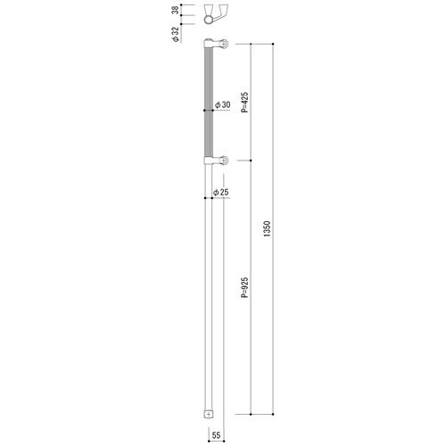 ドアハンドル　Semi　Long(セミロングタイプ)　鏡面　ブラウン　FHBS2212-BR-1350L　FHBS2212-1350L