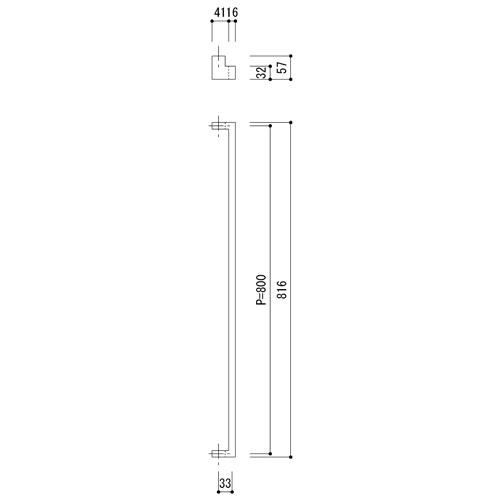 ドアハンドル　Square　Handle(角パイプハンドル)　FHS3101-H-800　仕上げ:ヘアライン　FHS3101-800