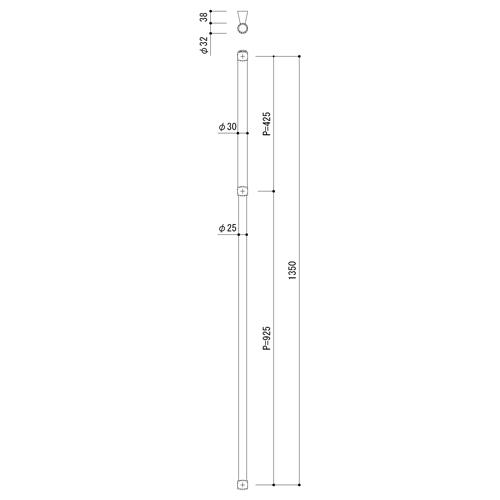 ドアハンドル　Semi　Long(セミロングタイプ)　GHBS2213-BR-1350　ブラウン　GHBS2213-1350　鏡面