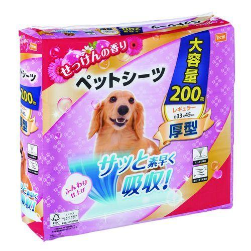 DCM 【在庫限り】ペットシーツ厚型せっけんの香り　大容量/レギュラー200枚 200枚/レギュラー｜dcmonline