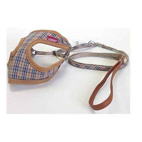 ❤犬　クークチュール　ハーネス　Sサイズ　 チェック柄　 ブラウン　エンブレム黒 ❤犬クークチュールハーネスSサイズ チェック柄 ブラウン