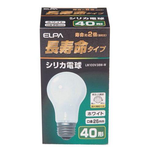 ELPA シリカ電球　長寿命タイプ　E26/LW100V38W-W ホワイト/40W｜dcmonline