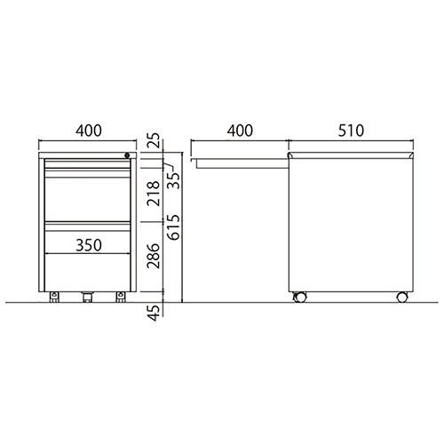 Nakabayashi スライドテ-ブルキャビネット　ホワイト/RWX-F520W 