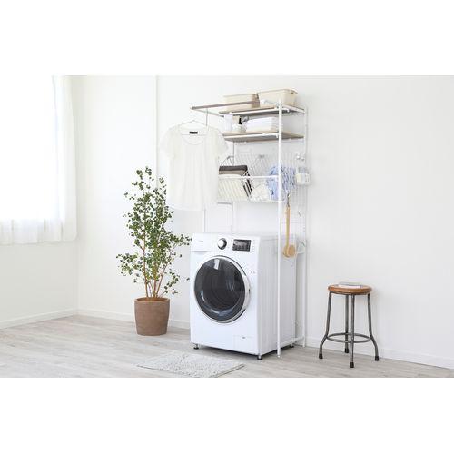 アイリス バスケット付き伸縮スタイルランドリーラック/BSSL-860