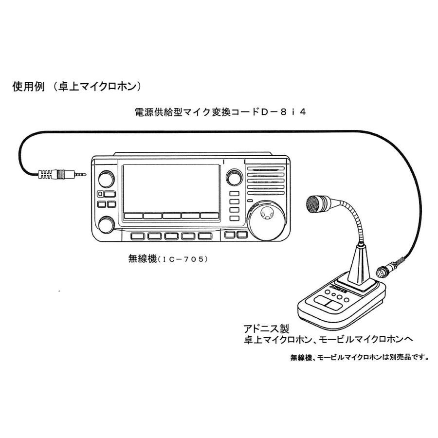 D-8i4 アドニス マイク変換コード アイコムIC-705用 |  | 02