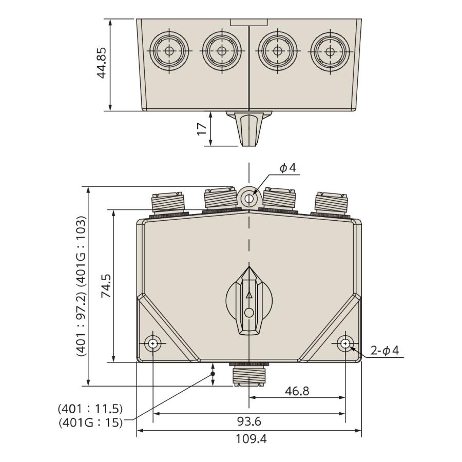 CS-401 ダイワインダストリ 同軸切替器 1回路4接点 DC-500MHz M-J型 |  | 05
